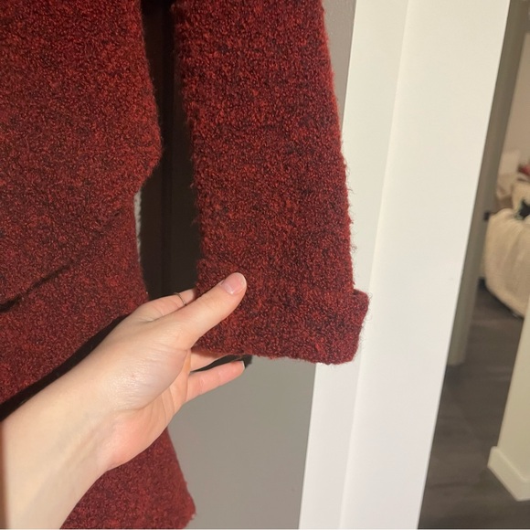 Lafayette 148 Extra Fine Wool Burgundy Long Line Draped Cardigan Sz Med Mobwife - Picture 5 of 12